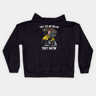 They See Me Rollin' They Hatin' Funny Golf Cart Cartoon Kids Hoodie